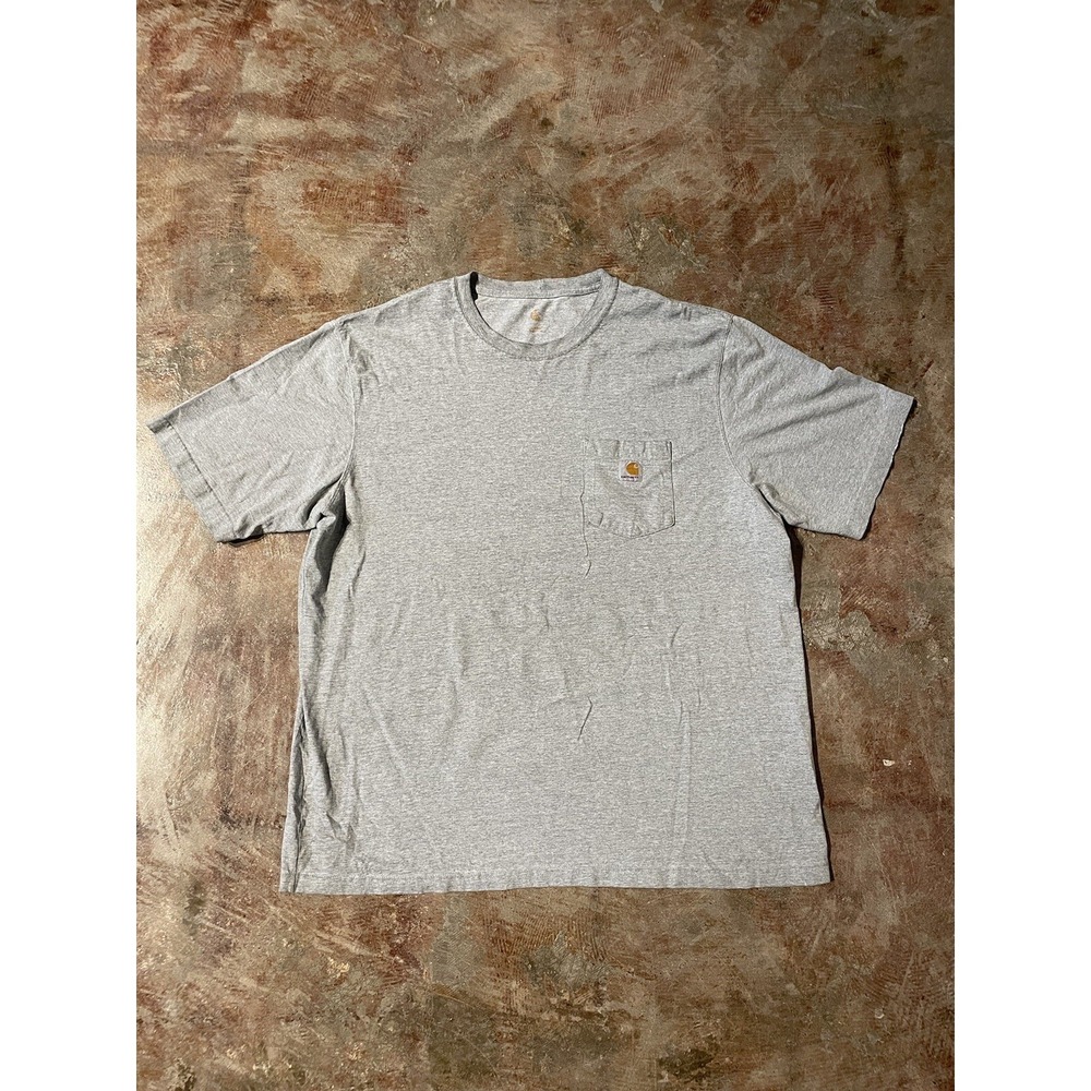 Vintage Carhartt Original Fit Front Pocket Logo Gray T-Shirt Sz XXL *‎